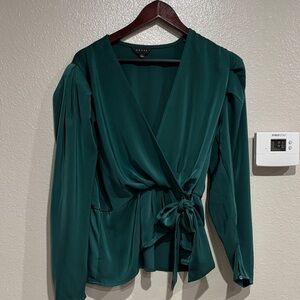 Adiva Deep Green Wrap Blouse